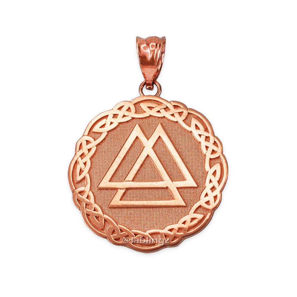 Gold Celtic Valknut Viking Warrior Pendant Necklace (yellow, white, rose gold, 10k, 14k) Karma Blingz