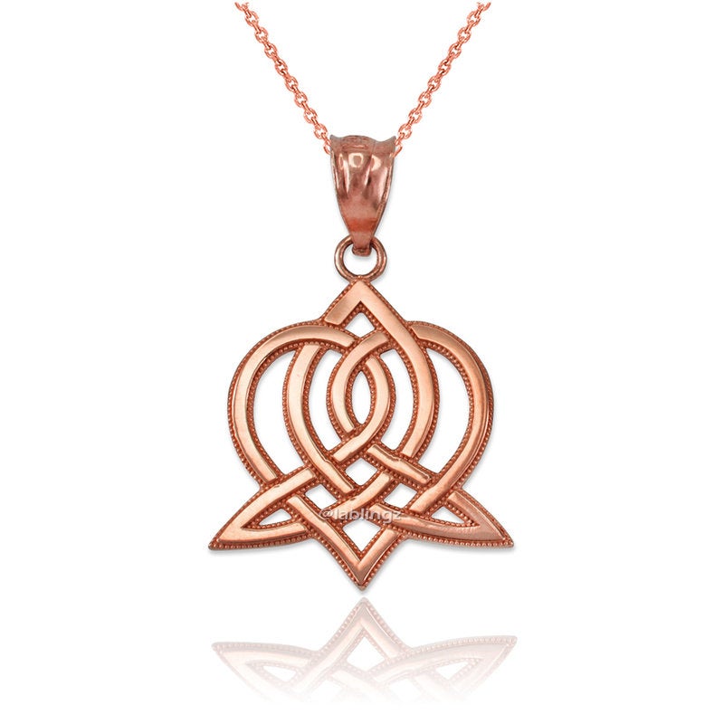 Gold Celtic Heart Women's Pendant Necklace (yellow, white, rose gold, 10k, 14k) Karma Blingz