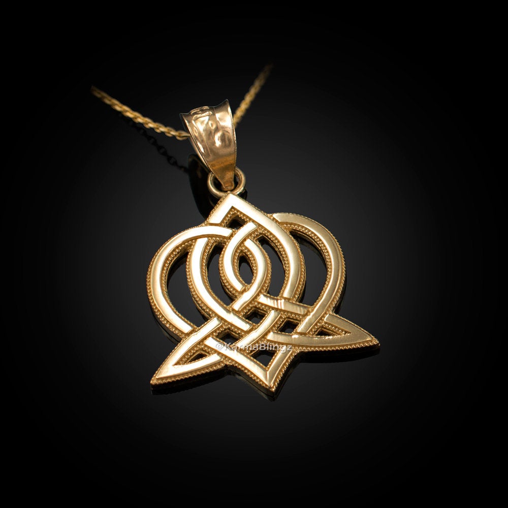 Gold Celtic Heart Women's Pendant Necklace (yellow, white, rose gold, 10k, 14k) Karma Blingz