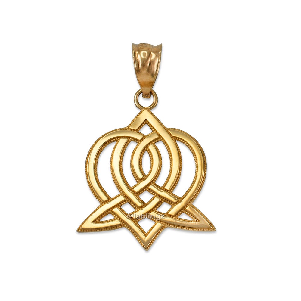 Gold Celtic Heart Women's Pendant Necklace (yellow, white, rose gold, 10k, 14k) Karma Blingz