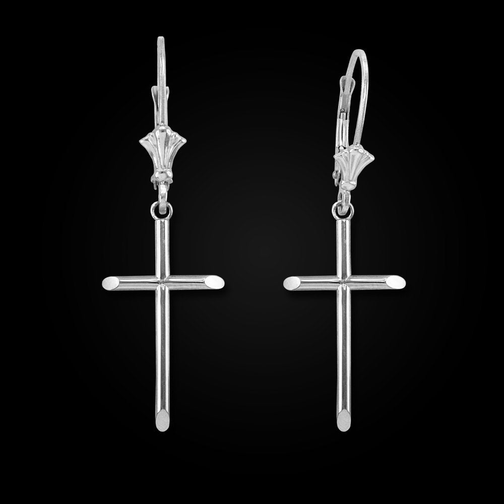 Sterling Silver Polished Tube Cross Earrings Karma Blingz