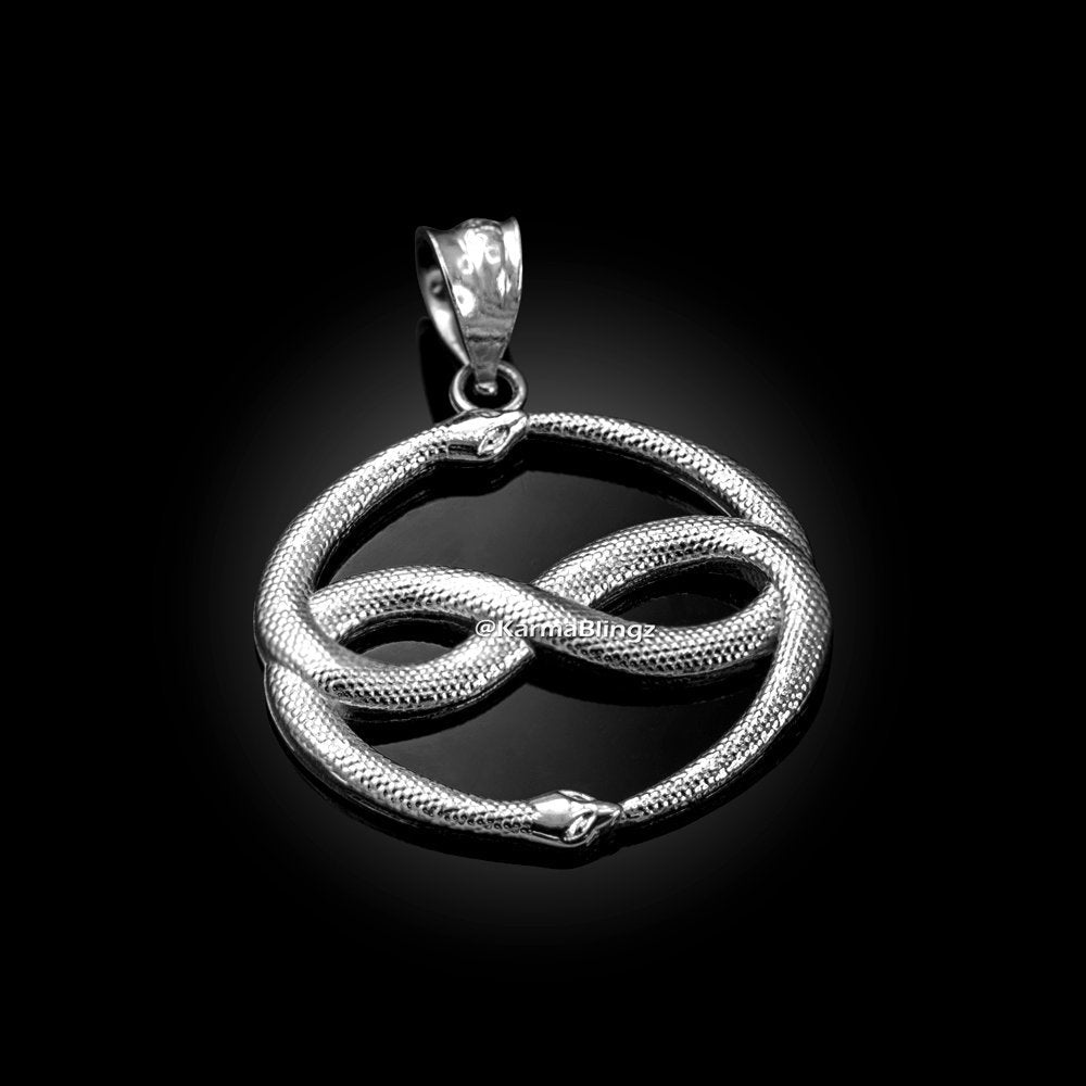 Sterling Silver Double Ouroboros Infinity Snakes Pendant Necklace Karma Blingz