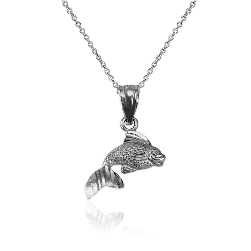Gold Dainty Goldfish DC Charm Necklace (yellow, white, rose gold, 10k, 14k) Karma Blingz