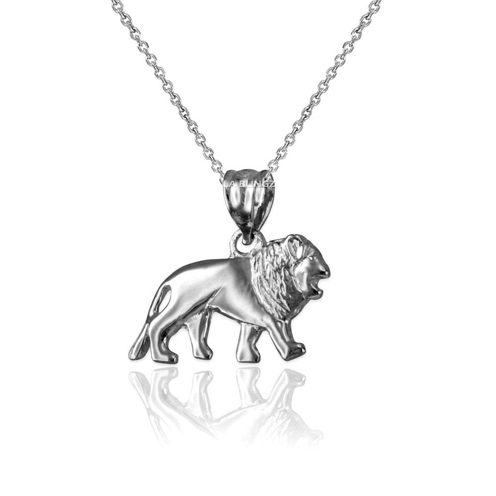 Polished Gold Dainty Lion Charm Necklace (10K, 14K, yellow, white, rose gold) Karma Blingz