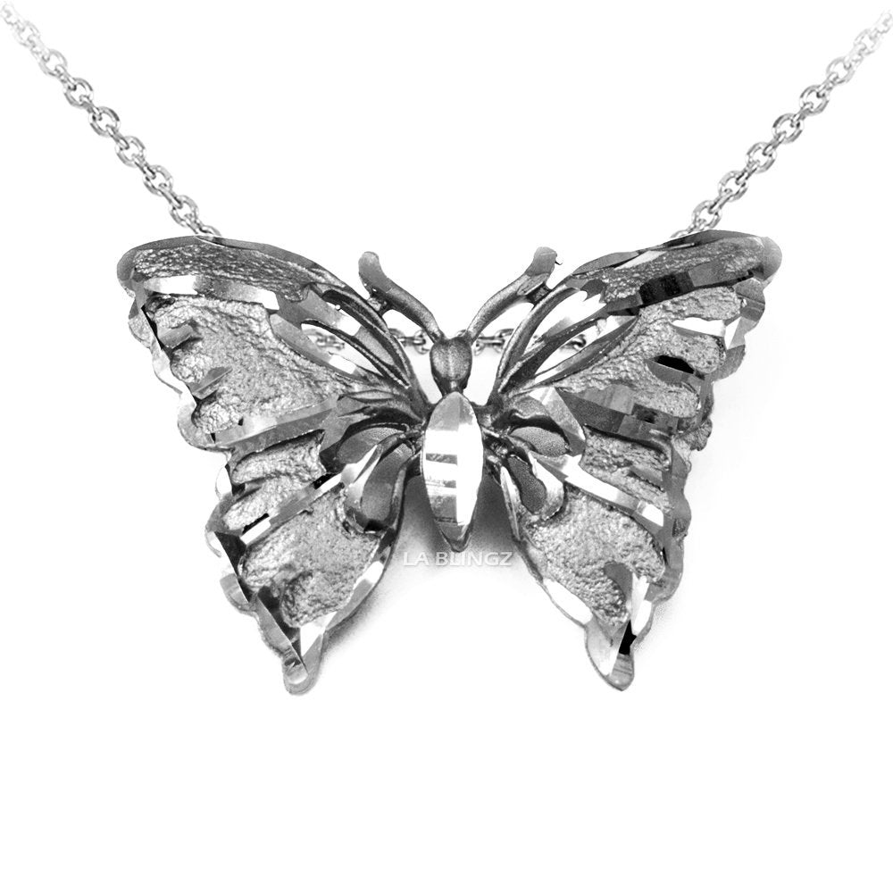 Solid Gold Butterfly DC Pendant Necklace (10K, 14K, yellow, white, rose gold) Karma Blingz