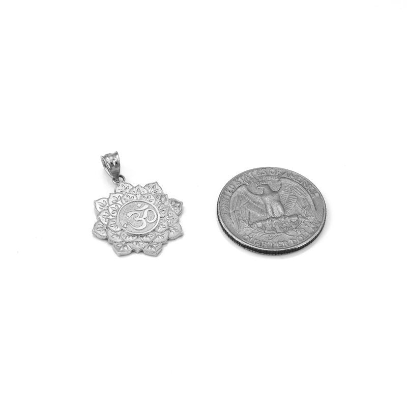 Sterling Silver Om Lotus Mandala Pendant Necklace Karma Blingz