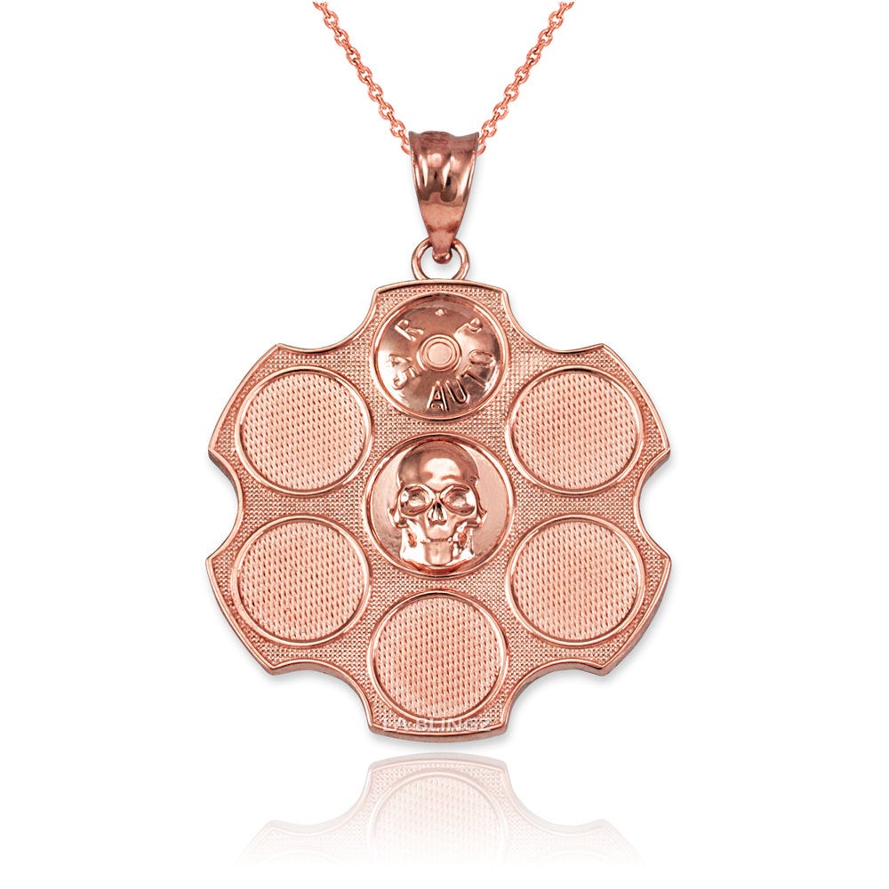 Gold Russian Roulette Pendant Necklace (yellow, white, rose gold, 10k, 14k) Karma Blingz
