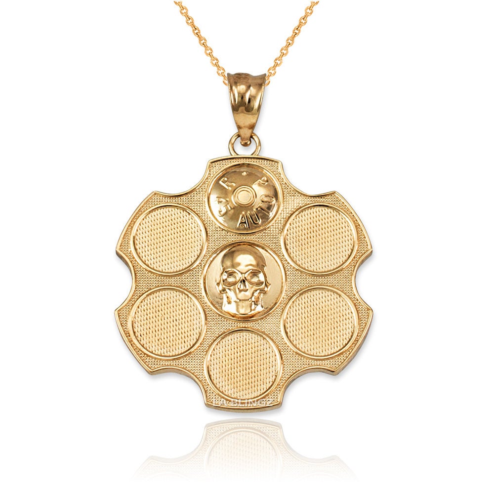 Gold Russian Roulette Pendant Necklace (yellow, white, rose gold, 10k, 14k) Karma Blingz