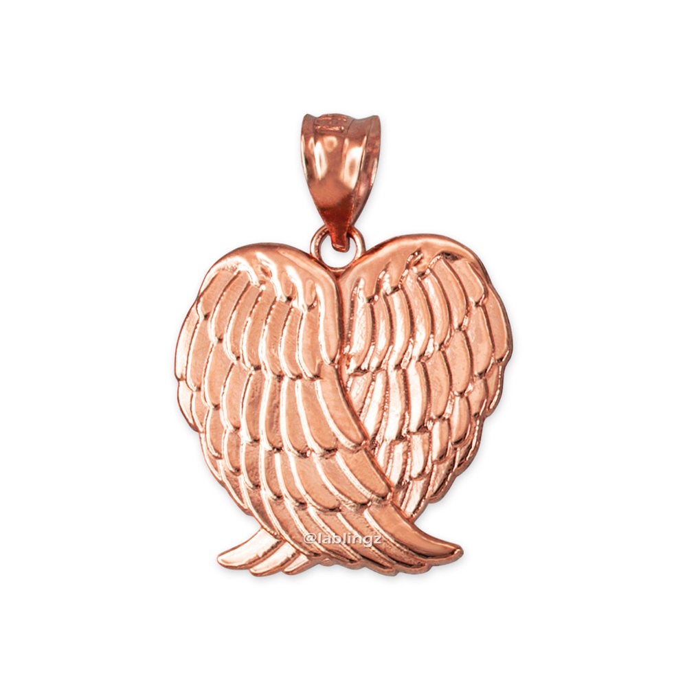 Gold Angel Wings Pendant Necklace (yellow, white, rose gold, 10k, 14k) Karma Blingz