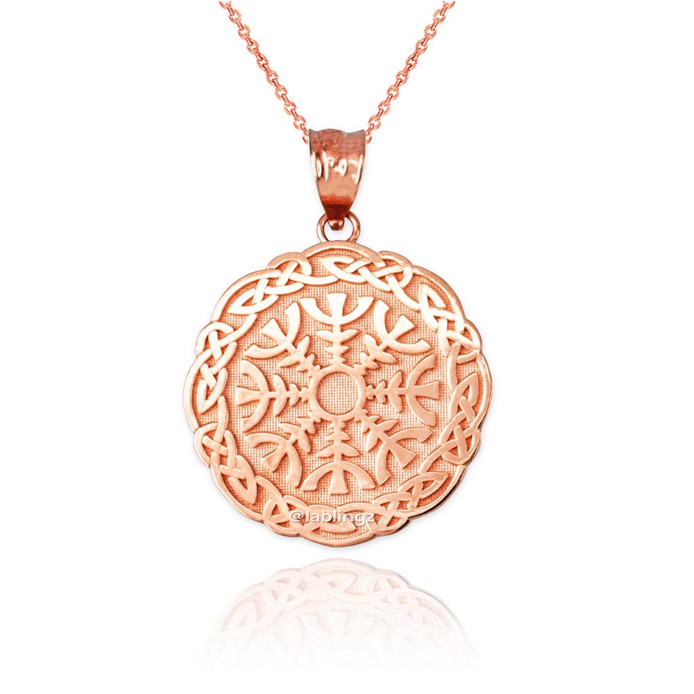 Gold Viking Compass Pendant Necklace (yellow, white, rose gold, 10k, 14k) Karma Blingz