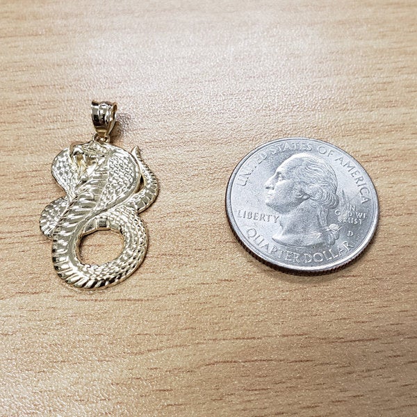 Gold King Cobra Snake Pendant Necklace (yellow, white, rose gold, 10k, 14k) Karma Blingz