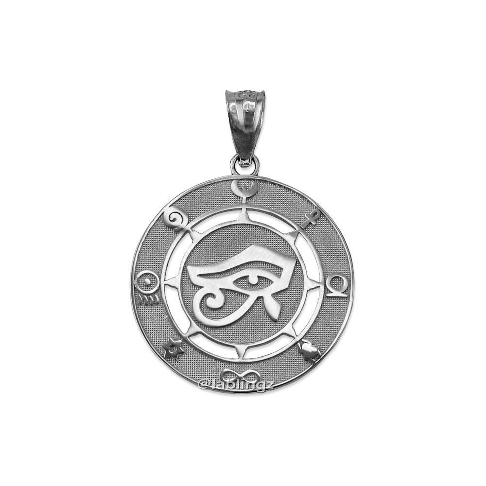 Sterling Silver Egyptian Eye of Ra Amulet Pendant Necklace Karma Blingz