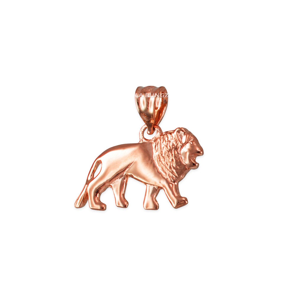 Polished Gold Dainty Lion Charm Necklace (10K, 14K, yellow, white, rose gold) Karma Blingz