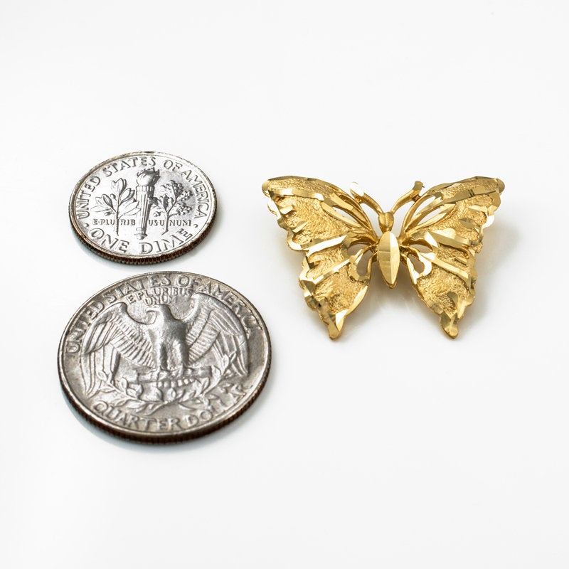 Solid Gold Butterfly DC Pendant Necklace (10K, 14K, yellow, white, rose gold) Karma Blingz