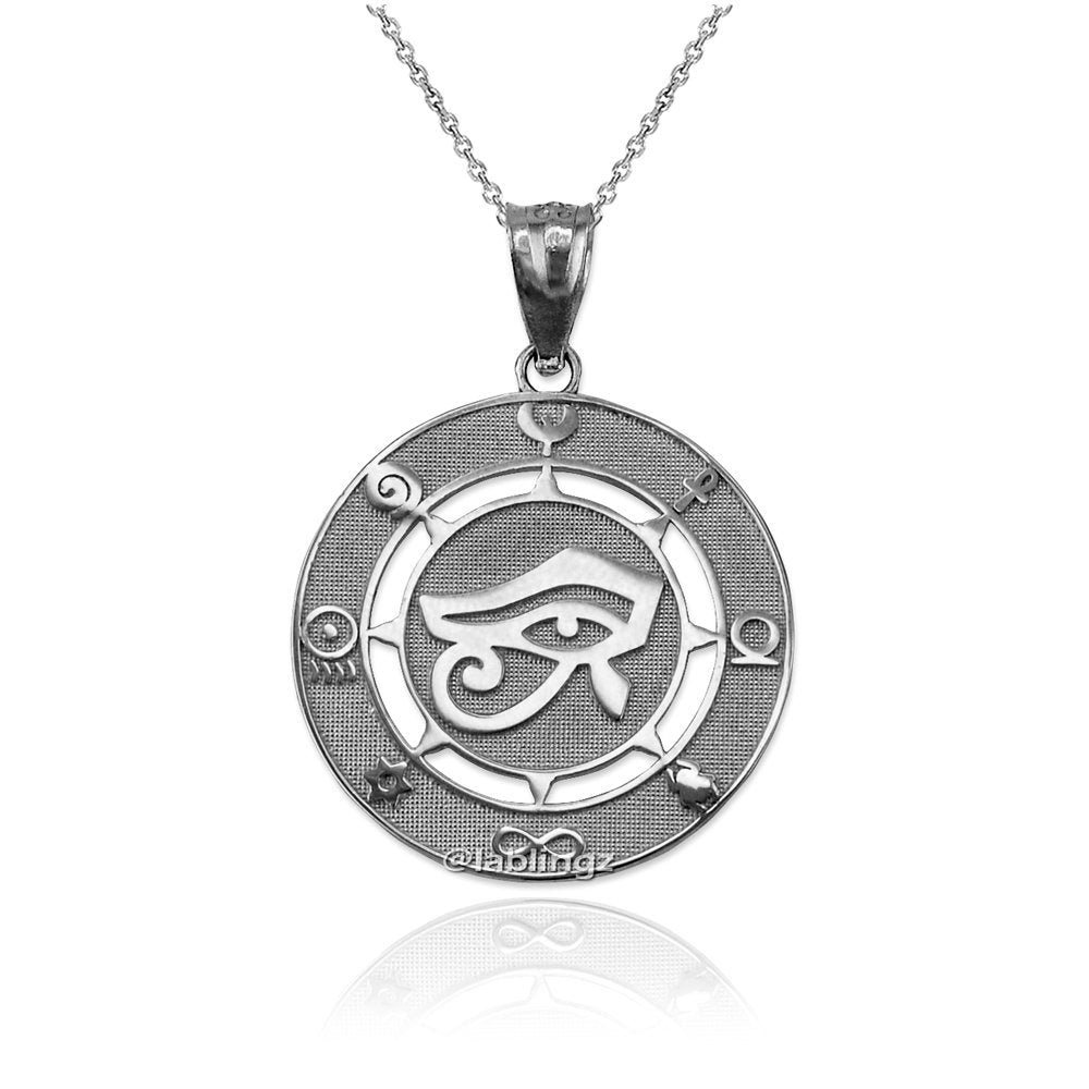 Sterling Silver Egyptian Eye of Ra Amulet Pendant Necklace Karma Blingz