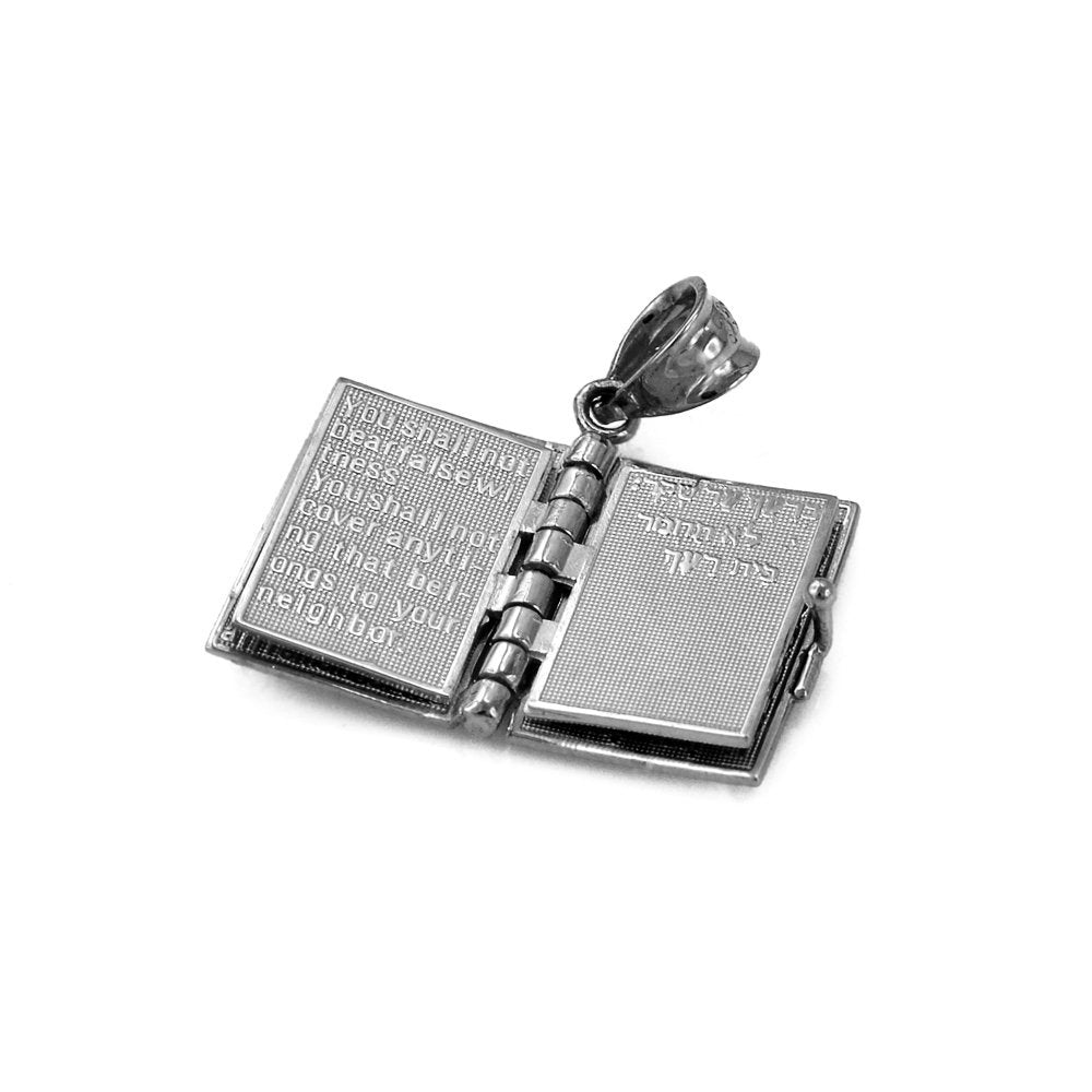 Gold Judaic 10 Commandments Jewish Bible 3D Charm Necklace (yellow, white, rose gold, 10k, 14k, ) Karma Blingz