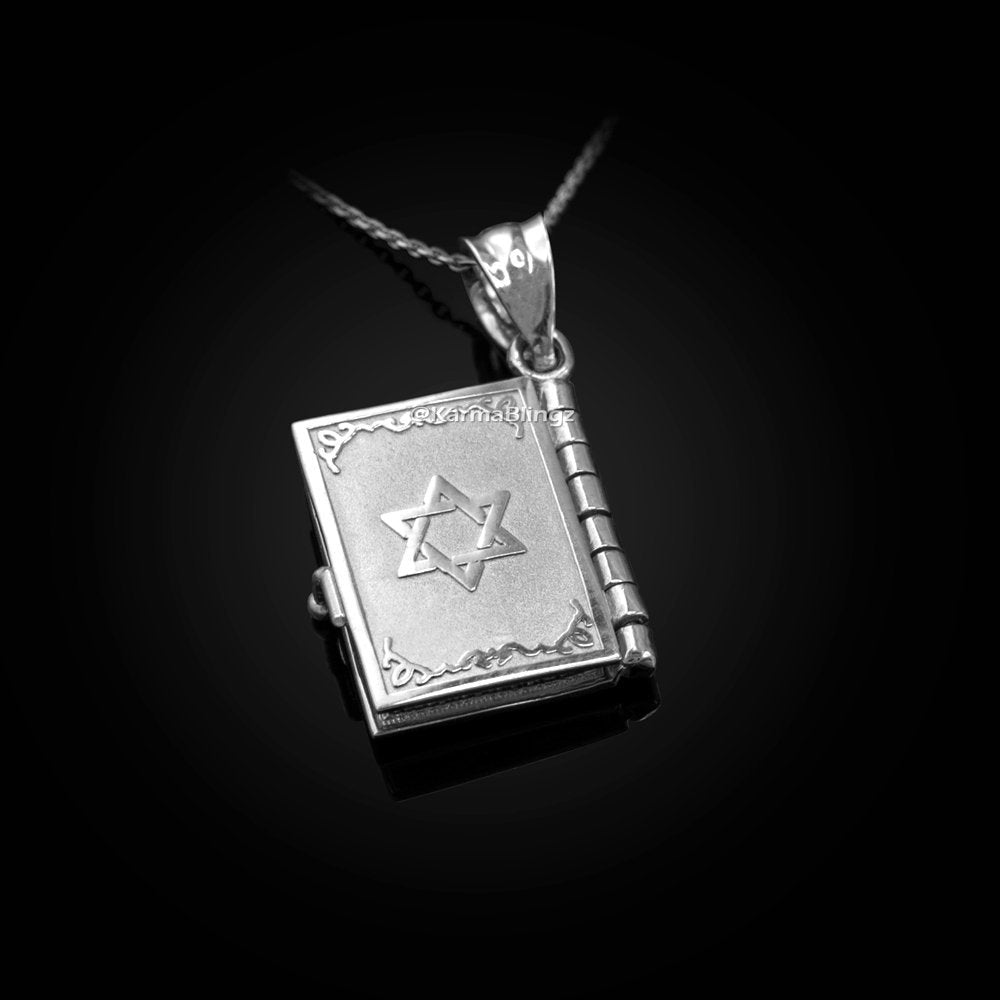 Sterling Silver Judaic 10 Commandments Jewish Bible 3D Necklace Karma Blingz
