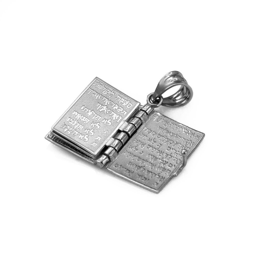 Sterling Silver Judaic 10 Commandments Jewish Bible 3D Necklace Karma Blingz