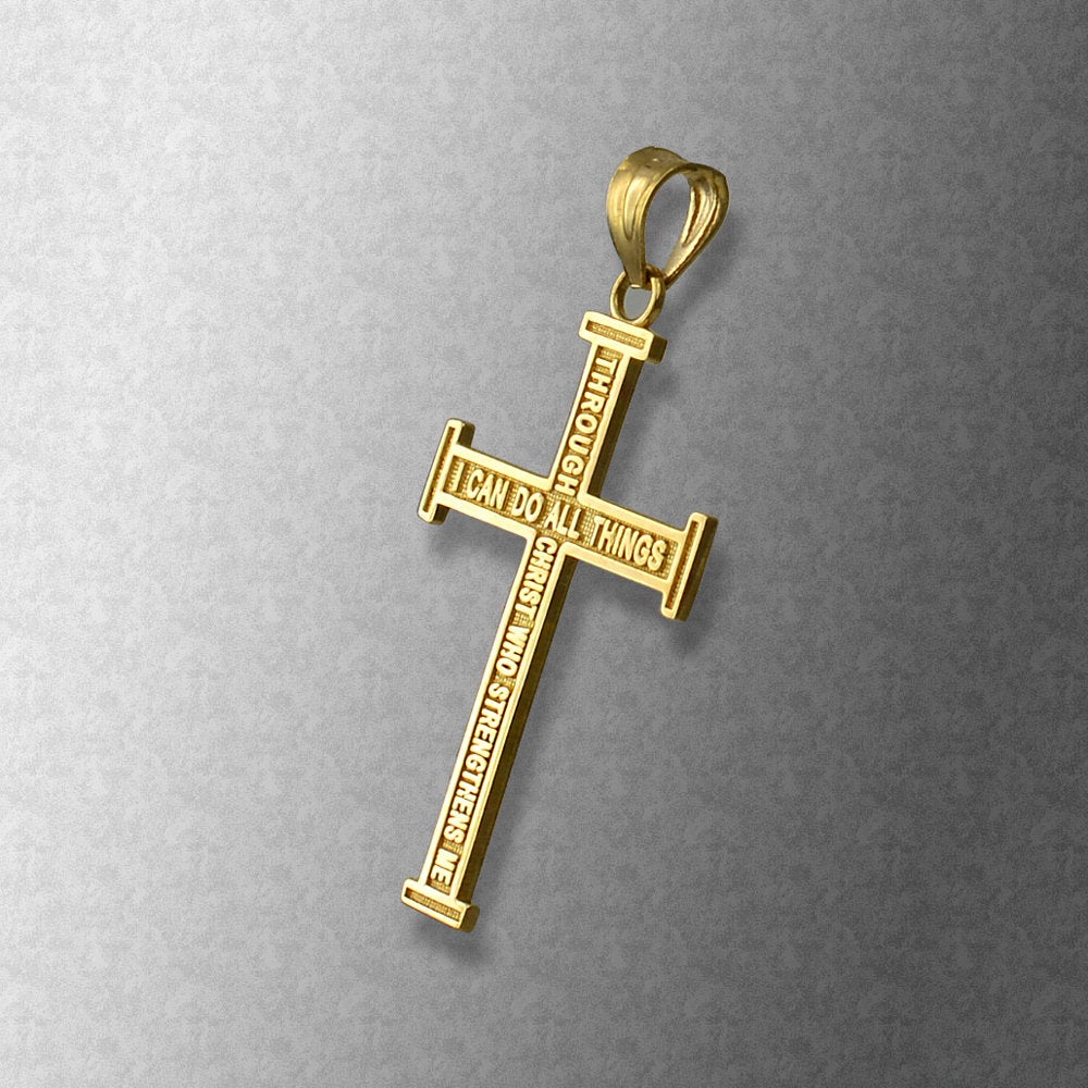 Gold Reversible Christian Cross Pendant Necklace (10K, 14K, yellow, white, rose gold) Karma Blingz