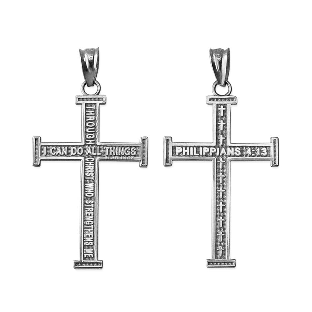 Sterling Silver Reversible Christian Cross Pendant Necklace Karma Blingz