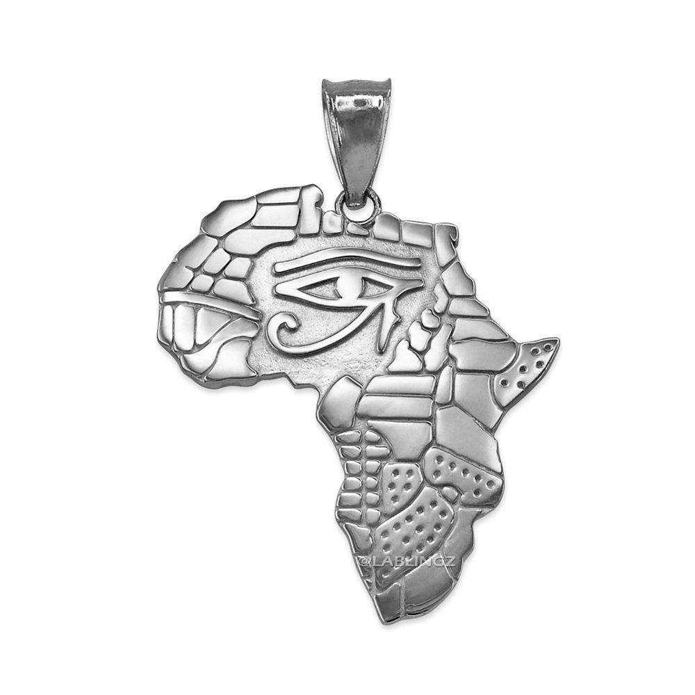 Sterling Silver Eye of Horus Africa Map Pendant Necklace Karma Blingz