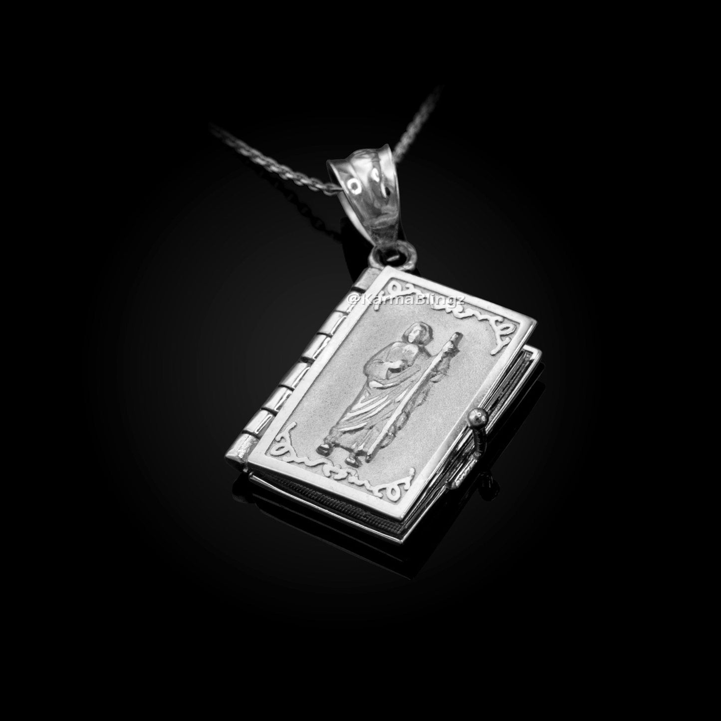 Gold Judaic 10 Commandments Jewish Bible 3D Charm Necklace (yellow, white, rose gold, 10k, 14k, ) Karma Blingz