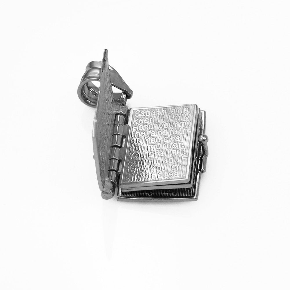 Sterling Silver Judaic 10 Commandments Jewish Bible 3D Necklace Karma Blingz