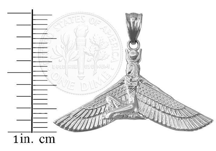 Sterling Silver Isis Egyptian Winged Goddess Pendant Necklace Karma Blingz