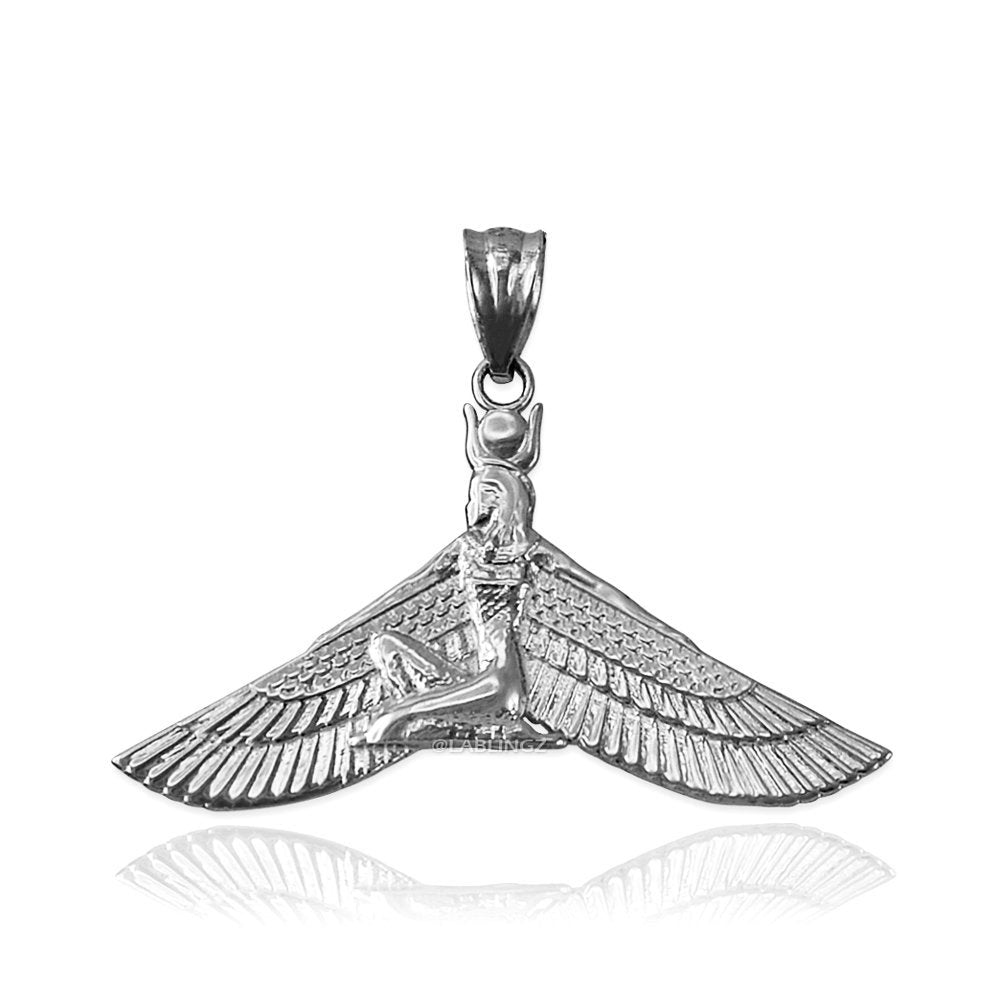 Sterling Silver Isis Egyptian Winged Goddess Pendant Necklace Karma Blingz