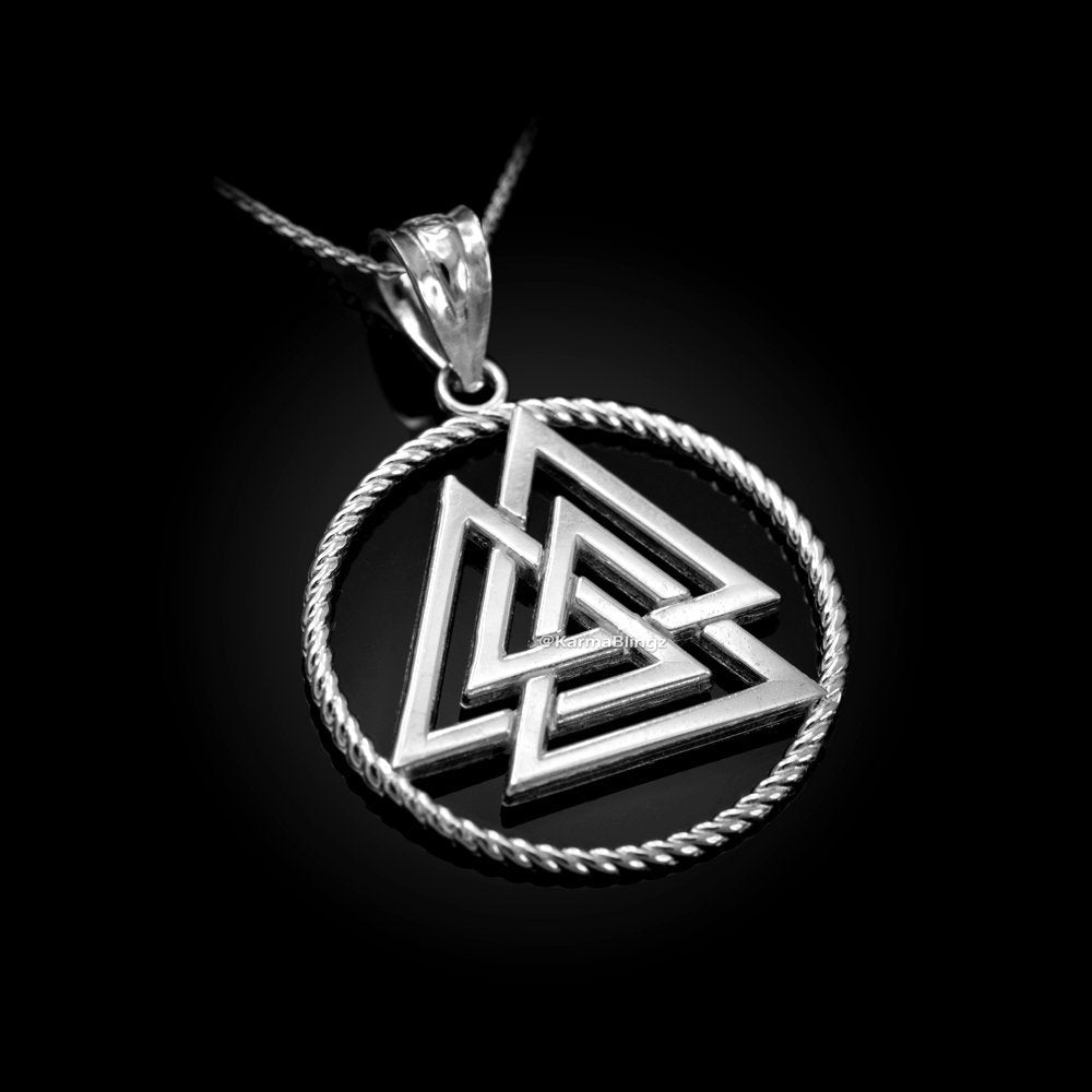 Gold Viking Valknut Pendant Necklace (yellow, white, rose, 2-tone gold, 10K, 14K) Karma Blingz