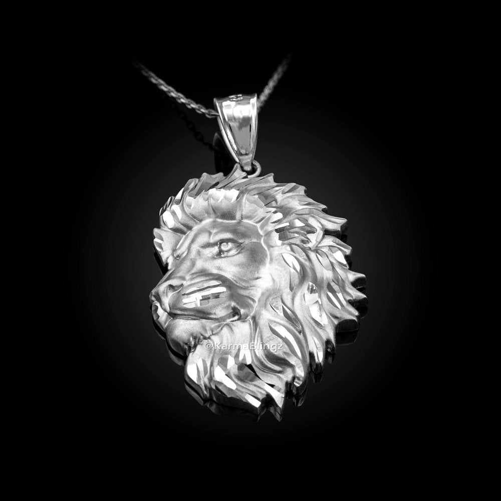 Sterling Silver Lion Face Satin DC Leo Pendant Necklace Karma Blingz