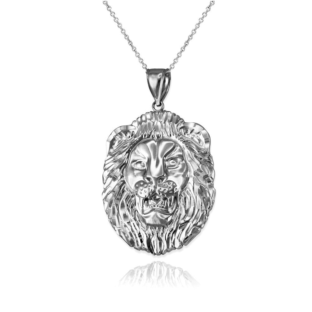 Gold Lion Face DC Pendant Necklace (10k, 14k, yellow, white, rose gold) Karma Blingz