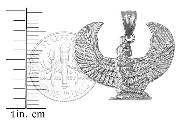 Gold Egyptian Isis Winged Goddess Pendant Necklace (yellow, white, rose gold, 10k, 14k) Karma Blingz