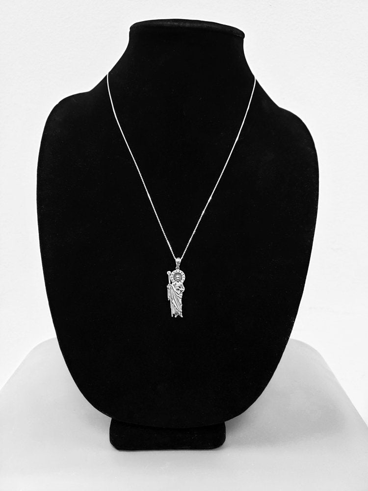 Sterling Silver Saint Jude CZ Pendant Necklace Karma Blingz