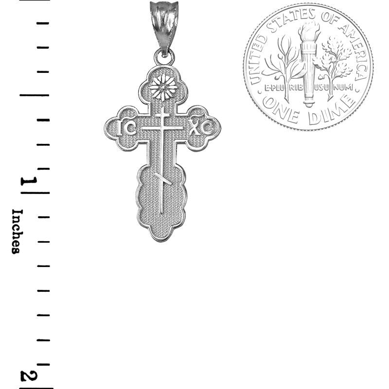Gold Eastern Orthodox St. Olga Cross Pendant Necklace (yellow, white, rose, 2-tone gold, 10K, 14K) Karma Blingz