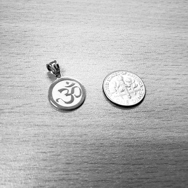 Sterling Silver Om Yoga Medallion Charm Necklace Karma Blingz