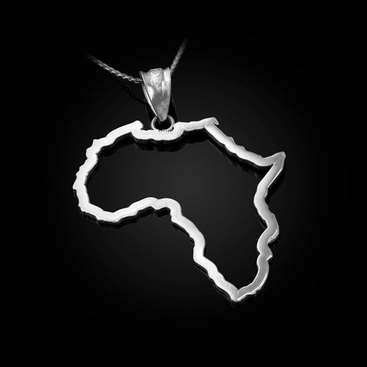 Sterling Silver Africa Continent Map Pendant Necklace Karma Blingz