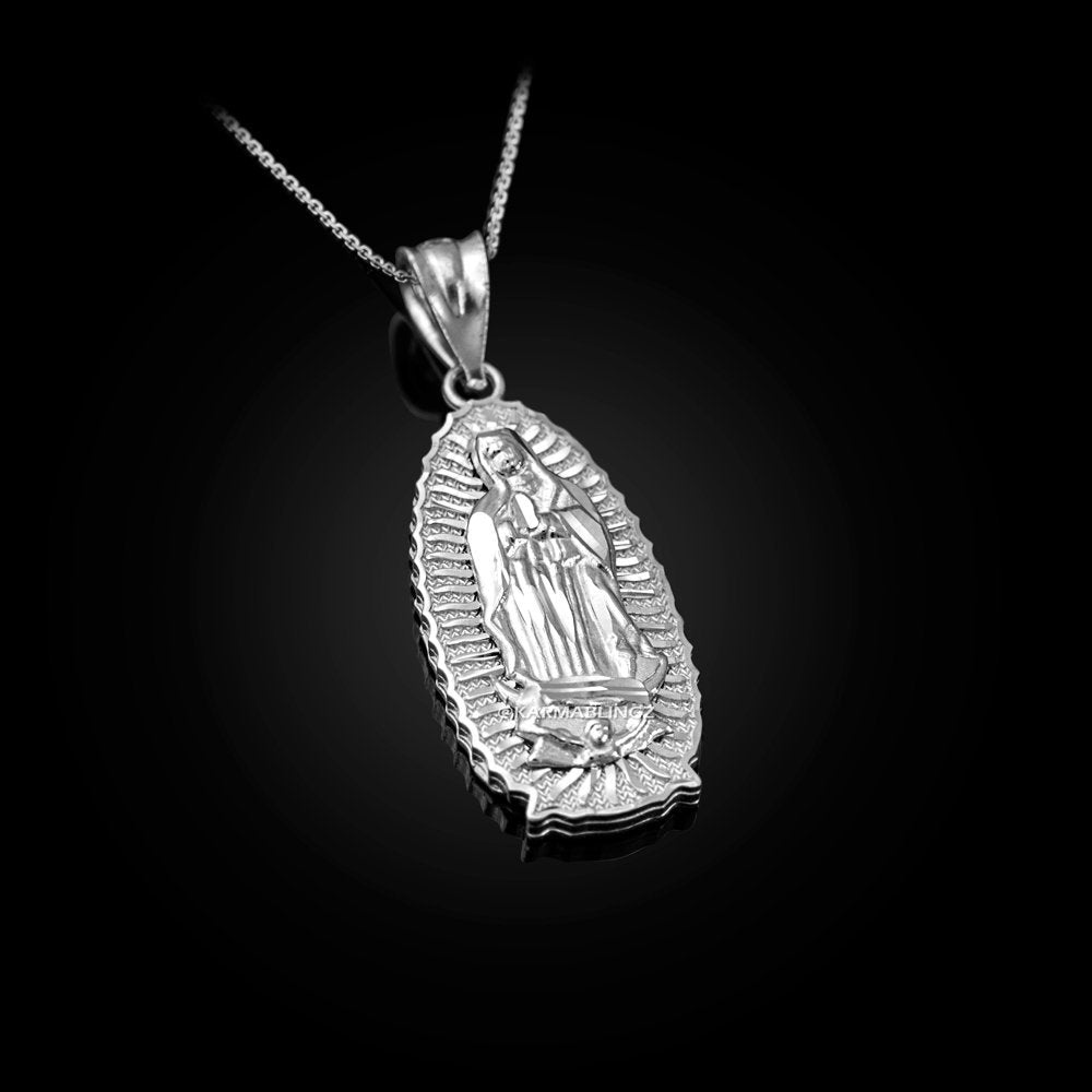 Sterling Silver Our Lady of Guadalupe Virgin Mary Pendant Necklace Karma Blingz