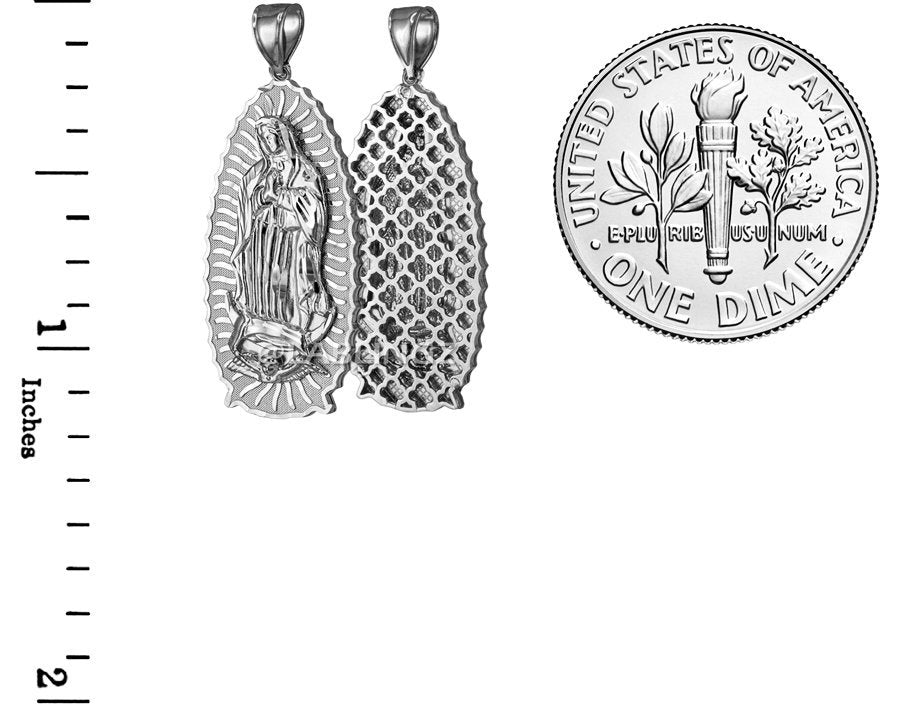 Sterling Silver Our Lady of Guadalupe Virgin Mary Pendant Necklace Karma Blingz