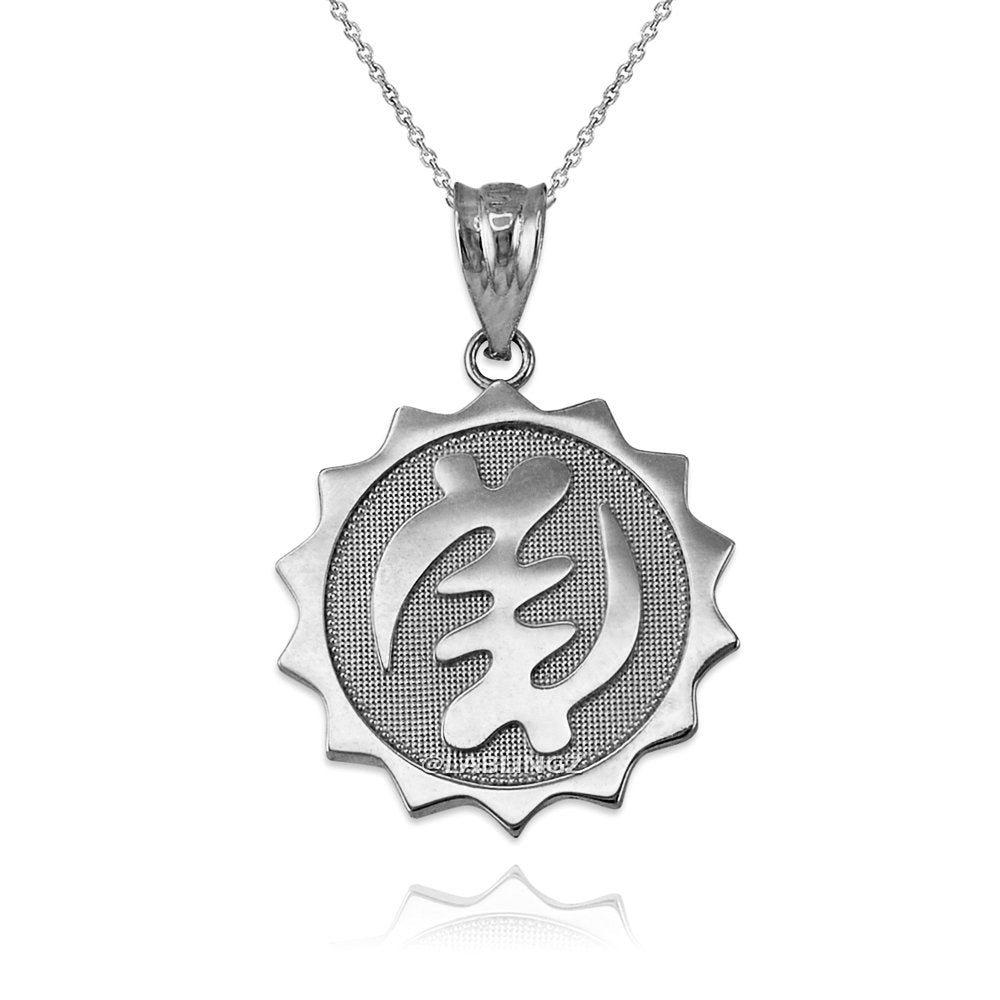 Gold African Adinkra Gye Nyame Medallion Pendant Necklace (yellow, white, rose gold, 10K, 14K) Karma Blingz