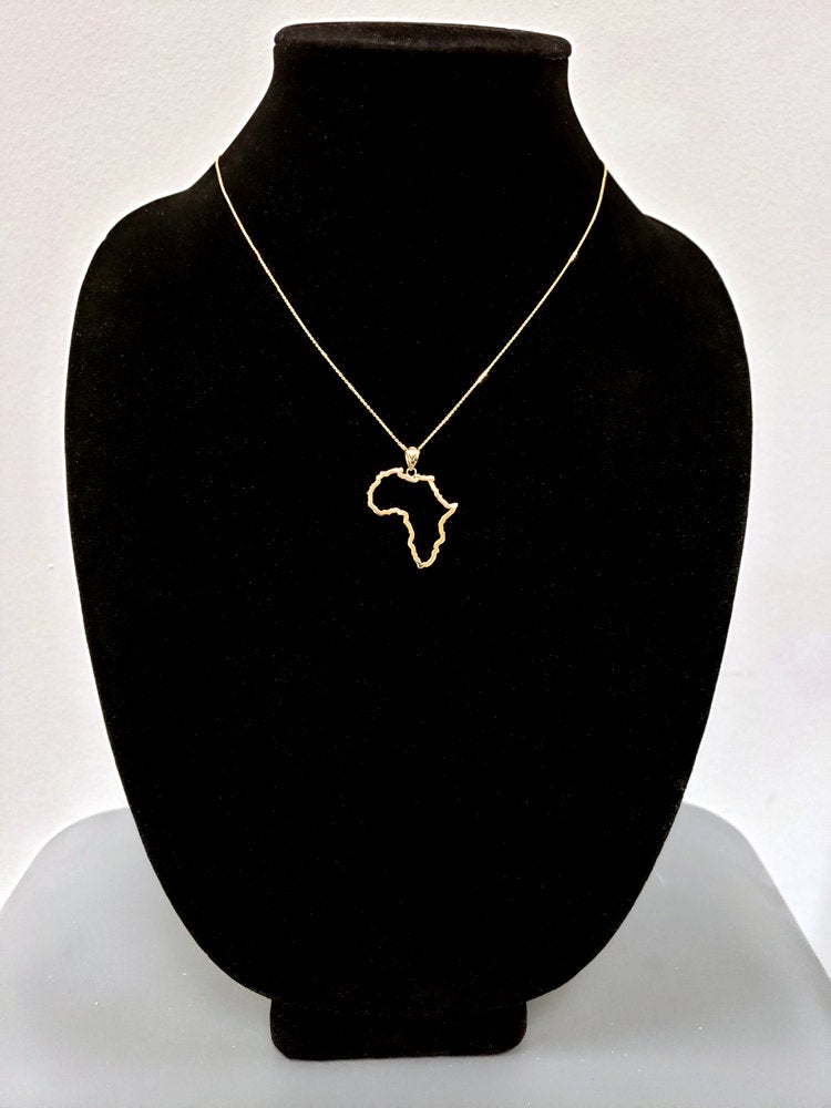 Gold Africa Open Pendant Necklace (yellow, white, rose gold, 10K, 14K) Karma Blingz