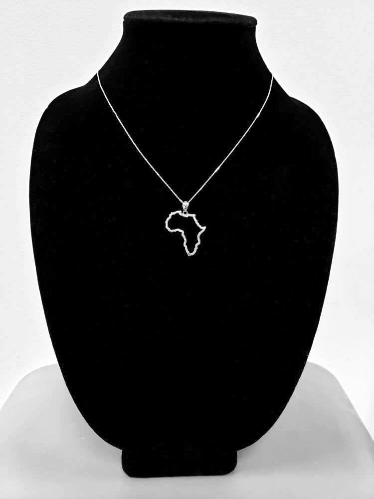 Sterling Silver Africa Continent Map Pendant Necklace Karma Blingz