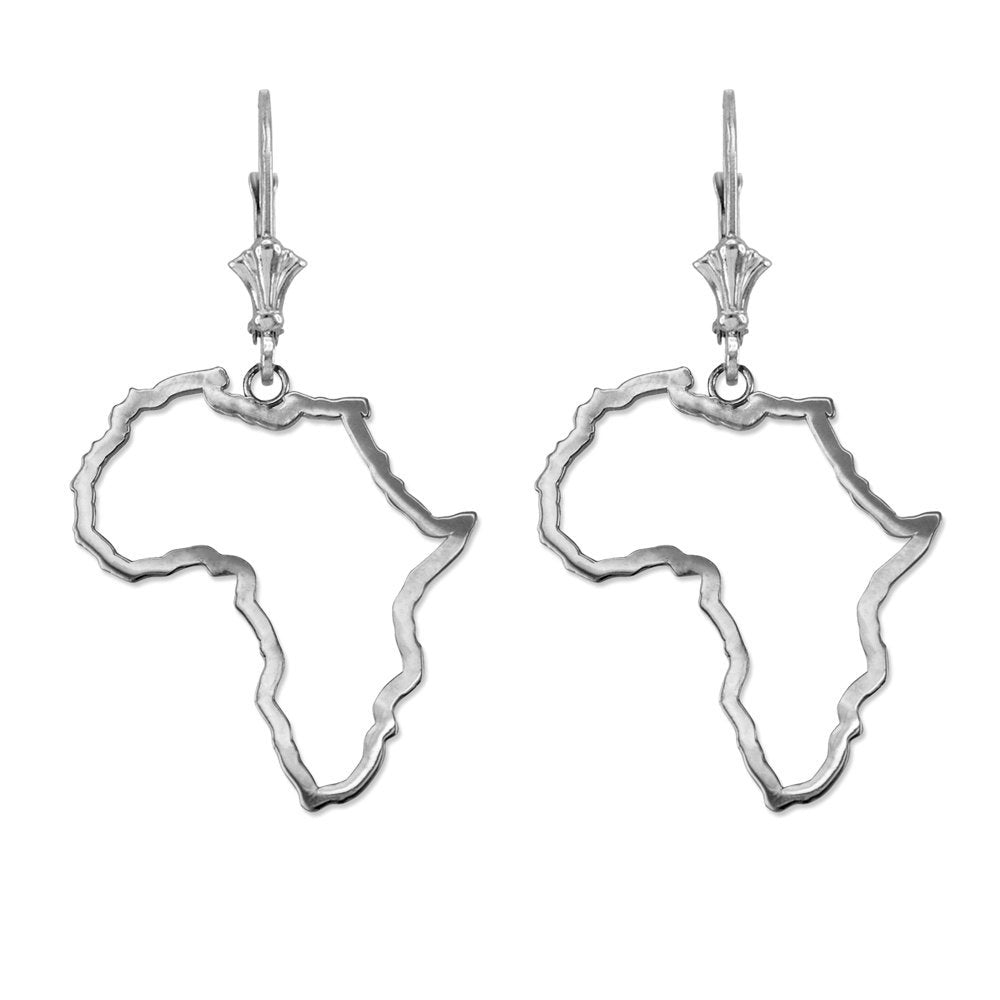 14K Gold Africa Map Open Design Earrings (yellow, white, rose gold) Karma Blingz