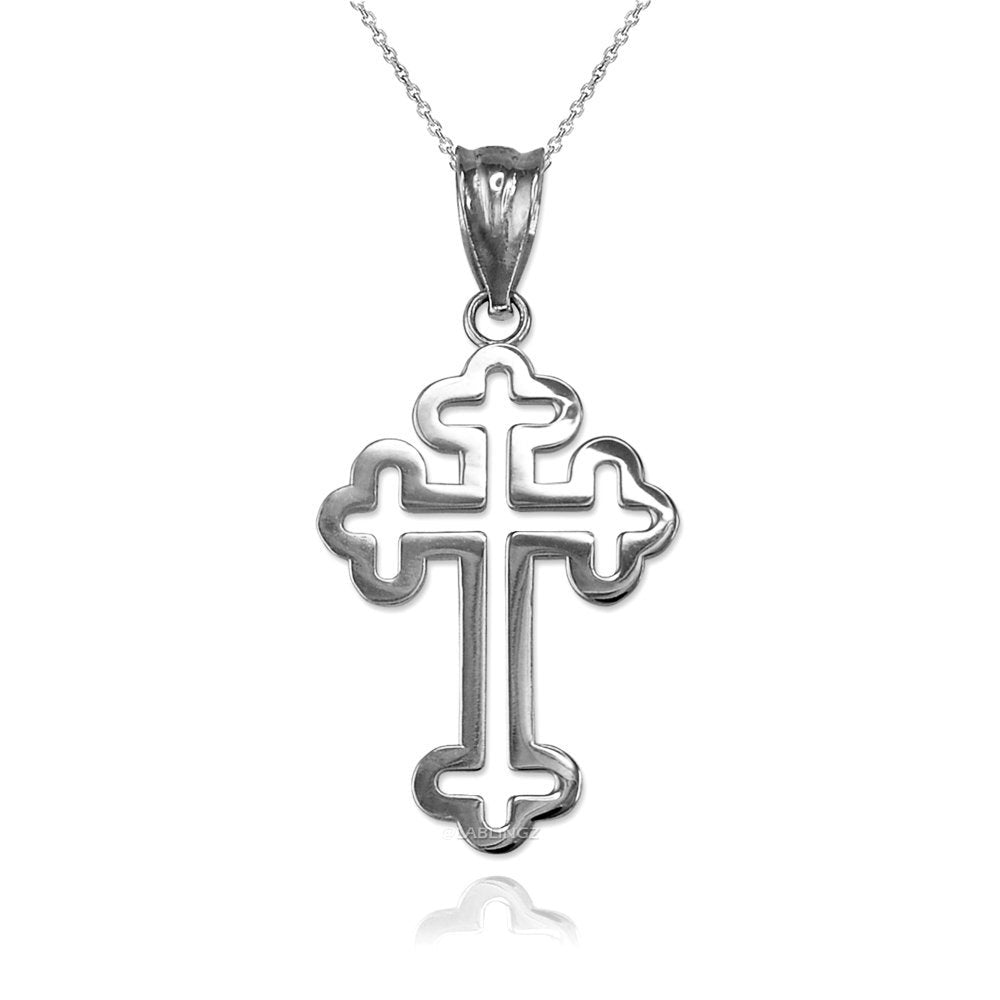 Sterling Silver Apostolic Open Cross Pendant Necklace Karma Blingz