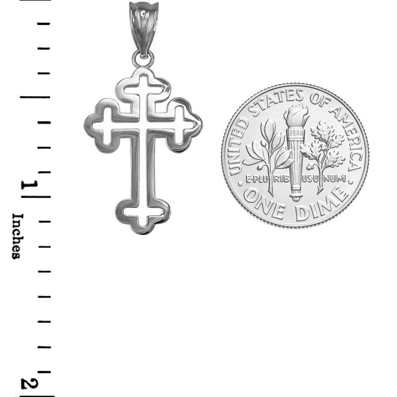 Sterling Silver Apostolic Open Cross Pendant Necklace Karma Blingz