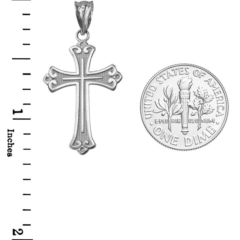 Sterling Silver Fleur de Lis Cross Pendant Necklace Karma Blingz