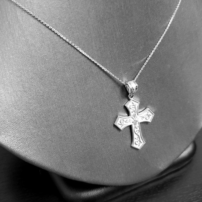 Sterling Silver Christian Passion Cross CZ Pendant Necklace Karma Blingz