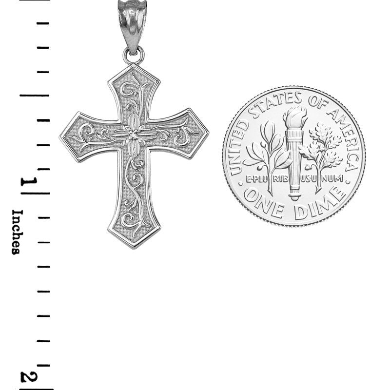 Sterling Silver Christian Passion Cross CZ Pendant Necklace Karma Blingz