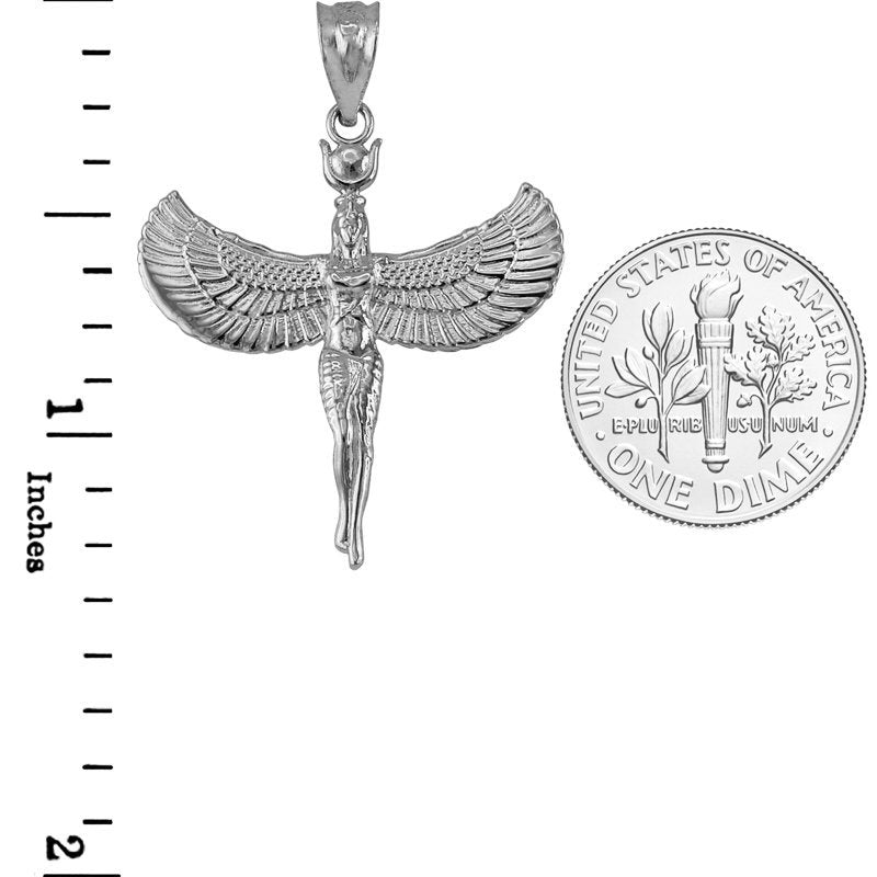 Sterling Silver Isis Egyptian Winged Goddess Pendant Necklace Karma Blingz