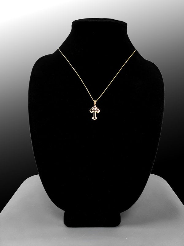 Gold Apostolic Open Cross Pendant Necklace (yellow, white, rose gold, 10K, 14K) Karma Blingz